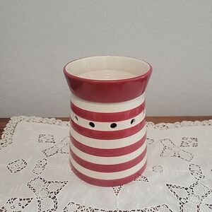 Scentsy Warmer Candy Shoppe Full Size Red White Cane Stripes 2009 No Box W/Bulb